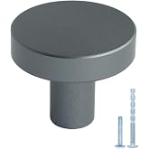 HANIHUA 5 Pack Grey Kitchen Cabinet Knobs, Solid Dresser Knobs Drawer | Knobs for Cabinets, Single Hole Grey Knob for Cabinets and Drawers Hardware Round