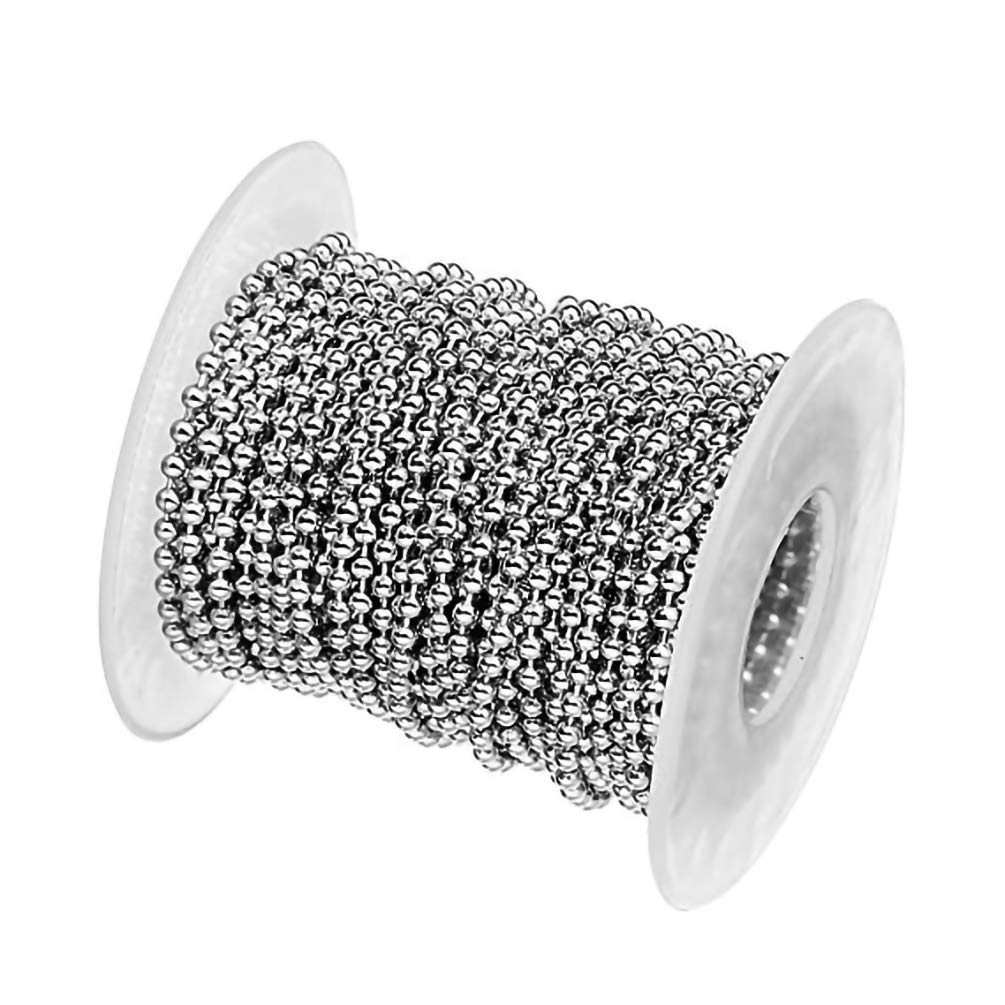 Tiparts 30 Feet Stainless Steel Ball Chains Necklace with 20pcs Connectors Clasps,Silver Bead Chain Sets (Chain Width 2.4mm+20pcs connectors)