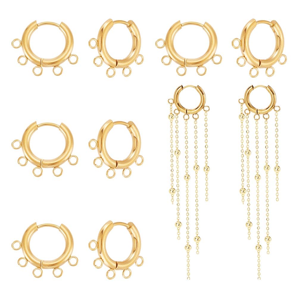 UNICRAFTALE 5 Pair Golden Stainless Steel Hoop Earring Findings 10 Gauge Earrings with 5 Horizontal Loops DIY Tassel Earring Accessories Metal Hoop Earring Components for Jewlery Making