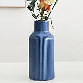 Hanaomaoyi Bohemian Blue Ceramic Vase - for Pampas Grass, Mantel, Bookshelf, Entryway and Living Room Decor (Blue, 8in)