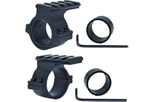 Miaozhun Tactical 1 inch and 30mm Scope Mount Ring Adapter with 4 Slots Picatinny Rail on top, Scope Tube Clamp with Diameter Reducer Insert for Installing Flashlight, Red Dot, Laser Sight
