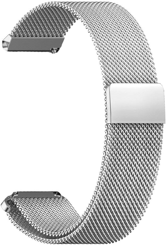 RanGuo Replacement Strap Band for Smart watchs with strap width of 22mm, Adjustable Mesh Loop Stainless Steel Magnetic Metal Strap Wristband Bracelet Band with Unique Magnet Lock (22mm, Silver)
