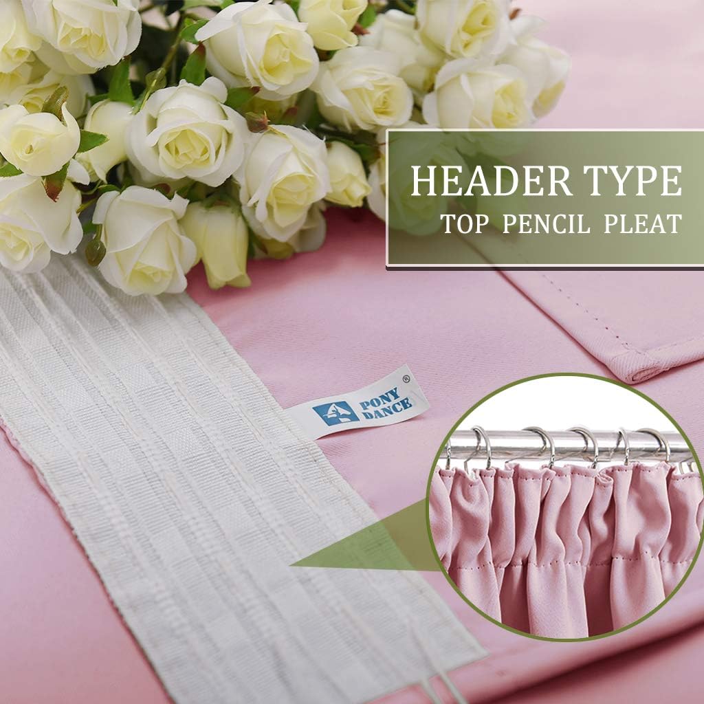 PONY DANCE Pink Curtains for Girls Bedroom 54 Drop Kids Blackout Thermal Curtains Pencil Pleat Short Blackout Window Curtains for Nursery with Hooks for Track 2 Panels - Image 3