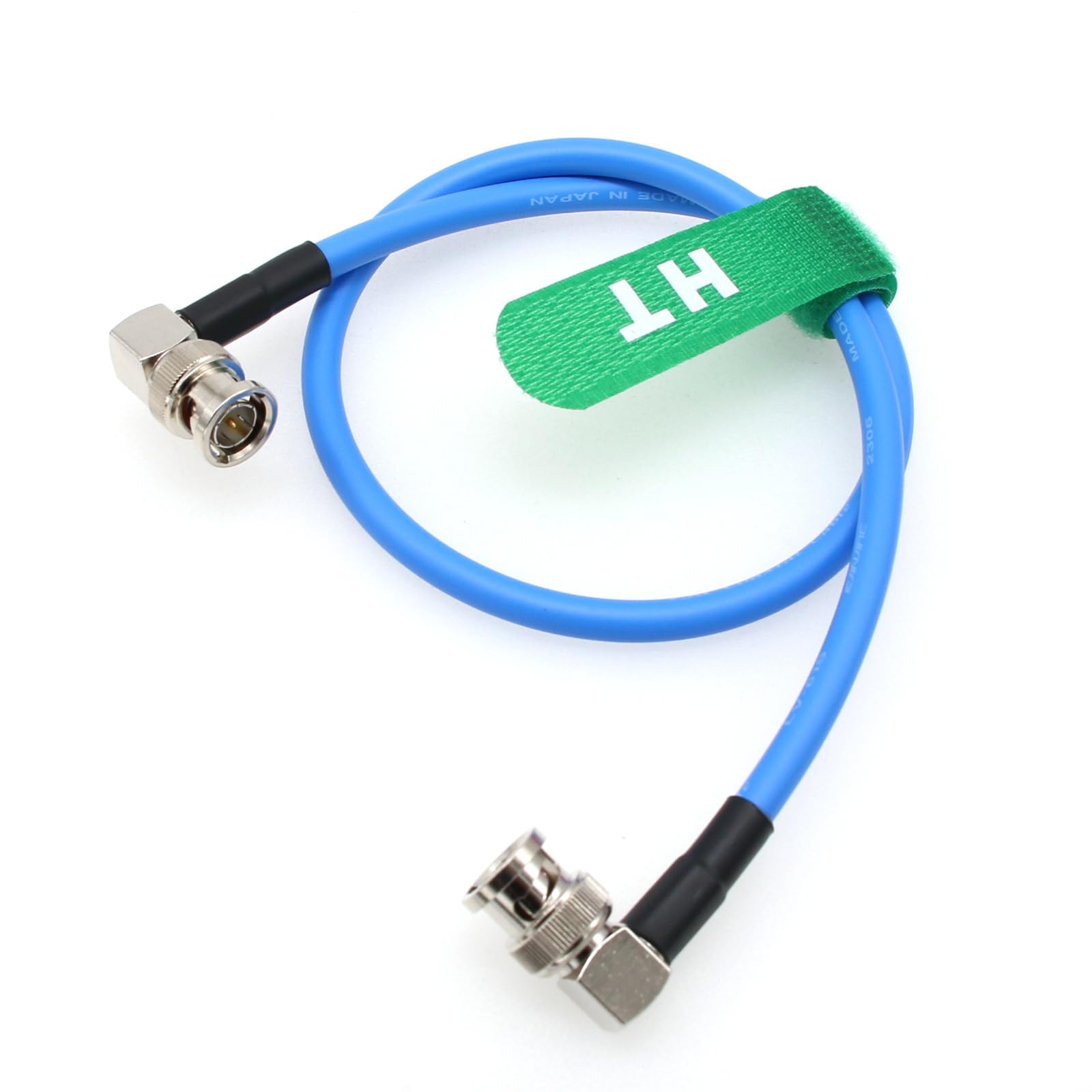 HangTon 12G 4K Raw SDI Coaxial Video Cable BNC to BNC Canare LV-61S 75 ohm for Camera Monitor Flexible Shielded 80cm Blue Right Angle