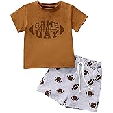 Toddler Football Game Day Outfit Baby Boy Girl Rugby Print Short Sleeve Tshirt Shorts Infant Summer Clothes Set
