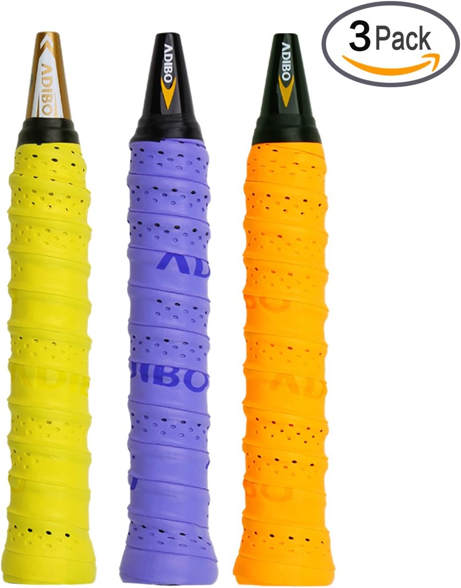 ADIBO Badminton Racket Grip, Anti Slip Perforated Super Absorbent Tennis Overgrip Squash Overgrip Handle Wrap Tape