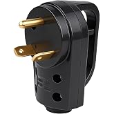 Rvhouse 30A RV Replacement Male Plug, TT-30P for 10/3 AWG Cord, Black | ETL Listed with Easy Wiring, Grip Handle, Copper Prongs, Strain Relief and Flame-Retardant Housing for RV Cord Repair