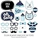 Big Dot of Happiness Hello Little One - Blue and Silver Boy Baby Shower Photo Booth Props Kit 20 Count