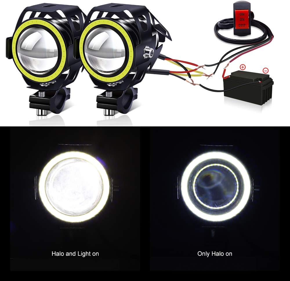 YnGia Motorcycle Front Spotlights Led Foglights 12V 24V, 2PCS Daytime Running Lights with 3 Wires Switch ON/ON/Off - Image 4
