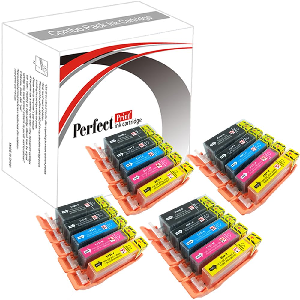 20 PerfectPrint Compatible Ink Cartridge Replace PGI-520 CLI-521 For Canon iP3600 iP3680 iP4600 iP4680 iP4700 MP540 MP550 MP560 MP620 MP630 MP640 MP980 MP990 MX860 MX870