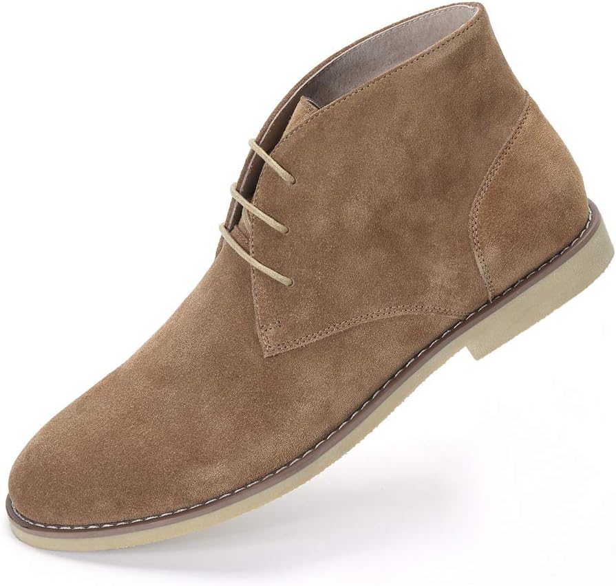 Cestfini Chelsea Slip-on Suede Boots for Men Genuine Leather Chukka Boots, Waterproof Casual Oxford Dress Ankle Bootie