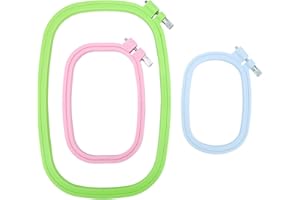 3pcs Rectangular Square Embroidery Hoops, 3 Sizes 3 Colors Reusable Plastic Embroidery Hoops Frame Professional Sewing Access