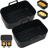 YQL Silicone Air Fryer Liners 2 Pack for Ninja/Tower/Instant Vortex Black