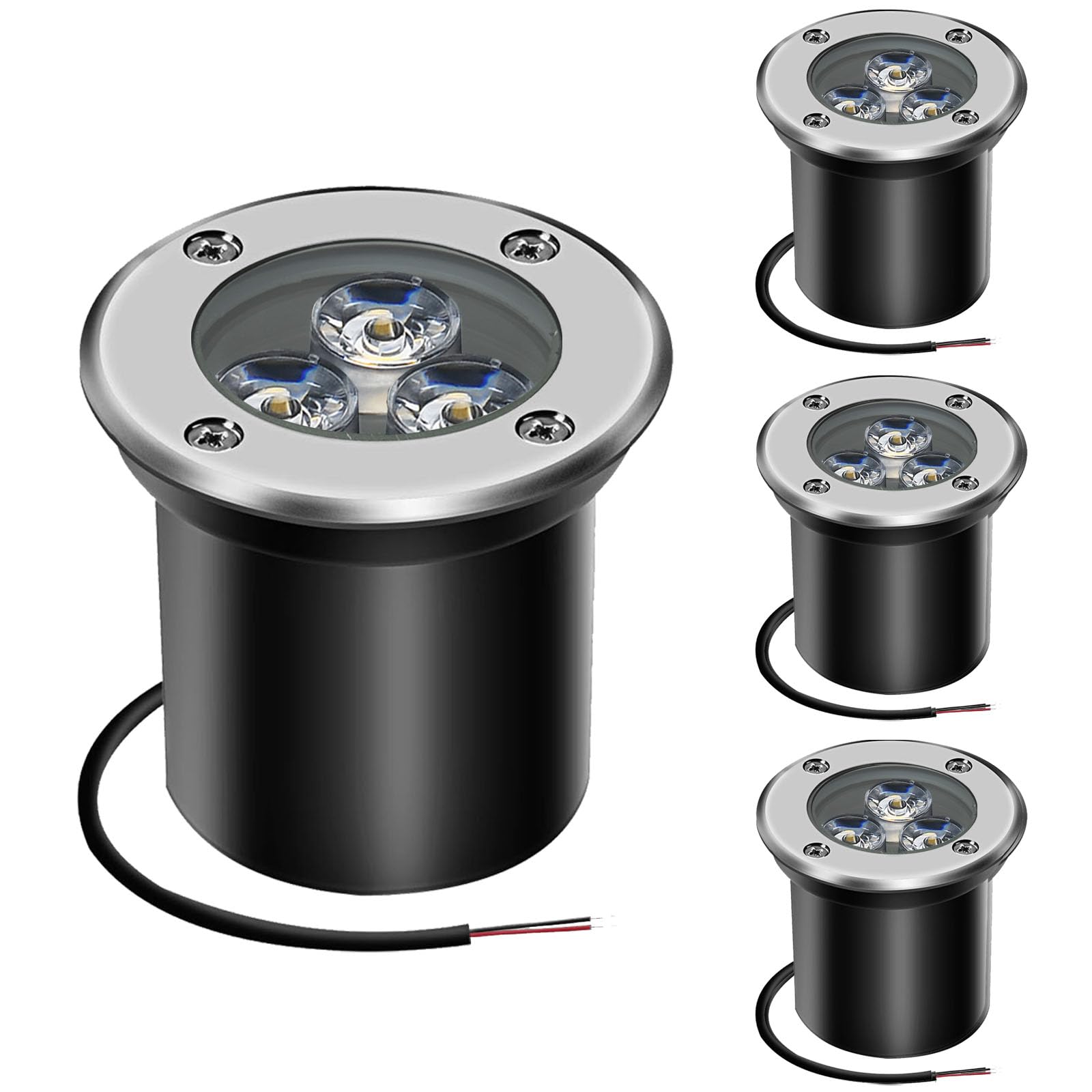 AHOTSUK Outdoor Ground Lights Mains Powered Garden Buried Light 3W 24V LED Ground Lights Low Voltage Recessed Ground Pathway IP67 Underground Recessed Inground Lighting (Cool White)