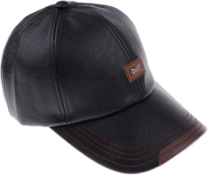 MagiDeal Leder Baseball Cap Kappen Herren Basecap Schirmmütze