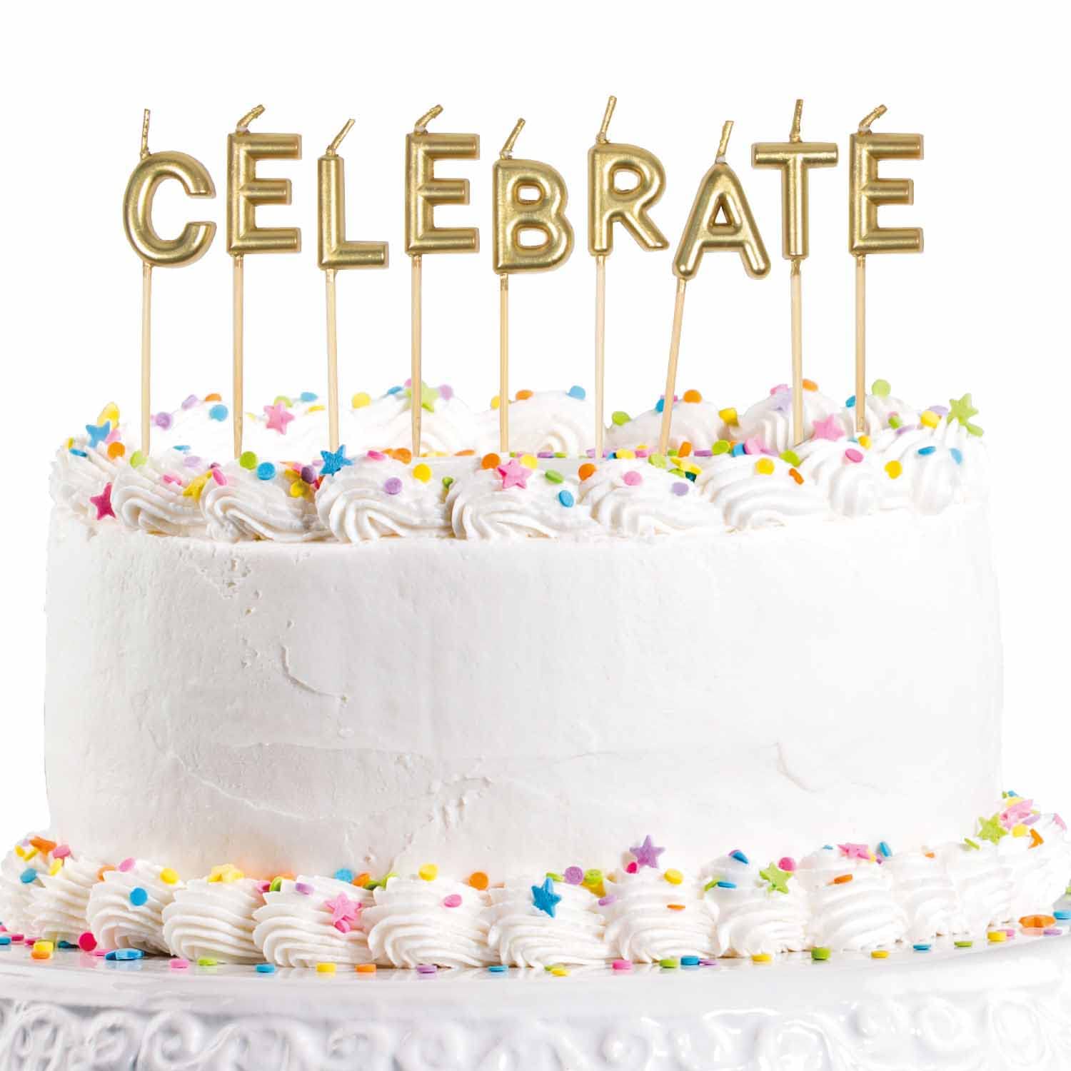 Amscan 9911566 Celebrate Pick Candle Met Gold