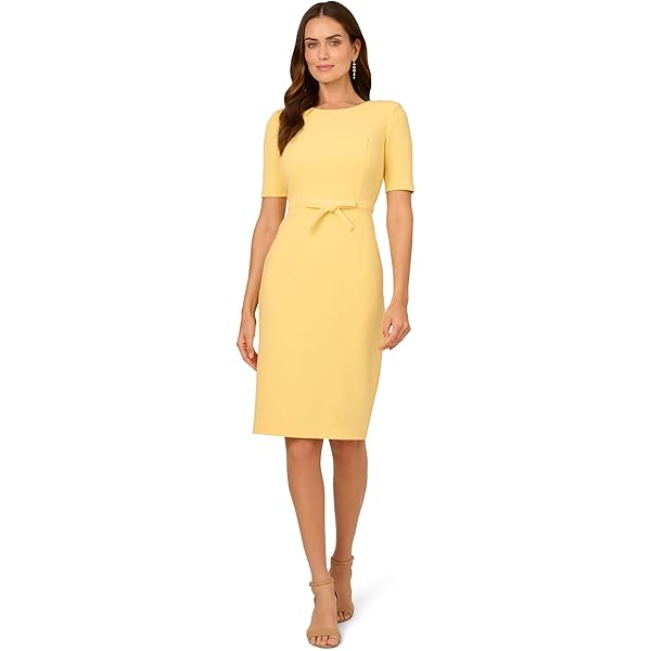 Adrianna Papell Womens Mini Bow Front Sheath Dress, Warm Sun, 4 at Amazon Women's Clothing store Adrianna Papell Womens Mini Bow Front Sheath Dress, Warm Sun, 4 at Amazon Women's Clothing store