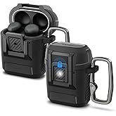 Spigen Lock Fit Designed for Google Pixel Buds Pro 2 (2024) and Pro 1 (2022) Case Cover with Secure Locking Clip and Keychain - Matte Black