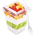 FIFWVGP 50 Pack 5 oz Plastic Dessert Cups With Lids and Spoons, Yogurt Parfait Appetizer Cups for Party, Mini Dessert Shooters for Pudding and Fruit