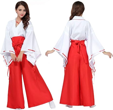 Amazon コスプレ 衣装 巫女 コスチューム 衣装 白紐 赤袴 赤太帯 リボン Cos1012 L 165 170cm コスプレ 仮装 通販