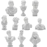 AXGSRV 10Pcs Mini Greek Statue, Classical Small Greek Statues Collection, Mini Bust Statue Set for Home Office Decor