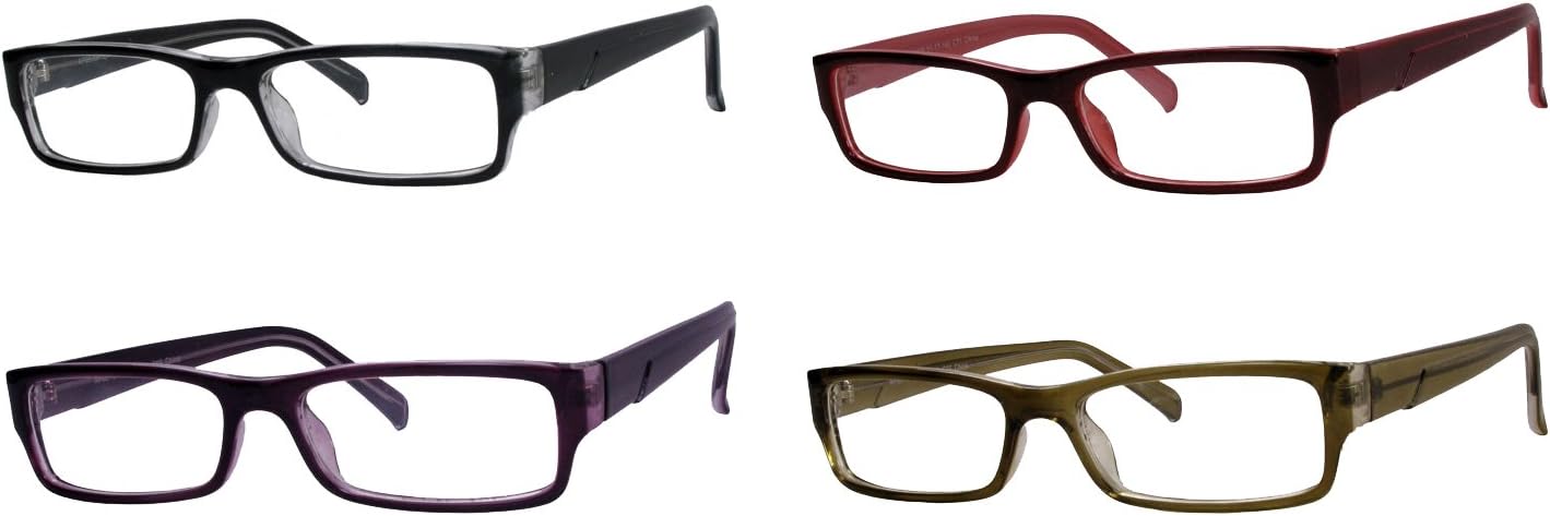 Plastic Reading Glasses with PC Scratch Resistant Lens (4 Pairs Value Pack) Size: +2.75