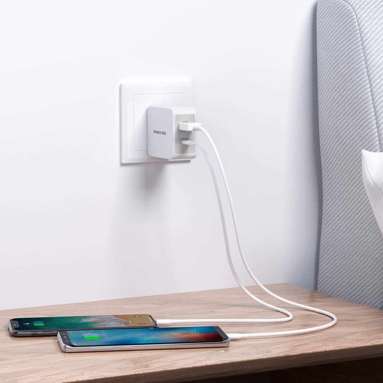POWERADD USB C Wall Charger 30W Dual Port Type C Charger with 18W Power Delivery and Foldable Plug EnergyCharger PD II Compatible with MacBook, iPad Pro, iPhone 11 Pro/XS/XR/X, Pixel, Galaxy and More