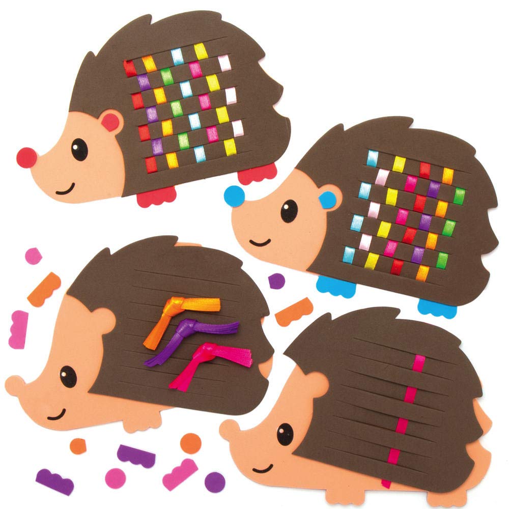 Baker Ross AX168 Hedgehog Weaving Kits - Pack of 6, Introductory Sewing for Beginners and for Kids Arts and Crafts Projects