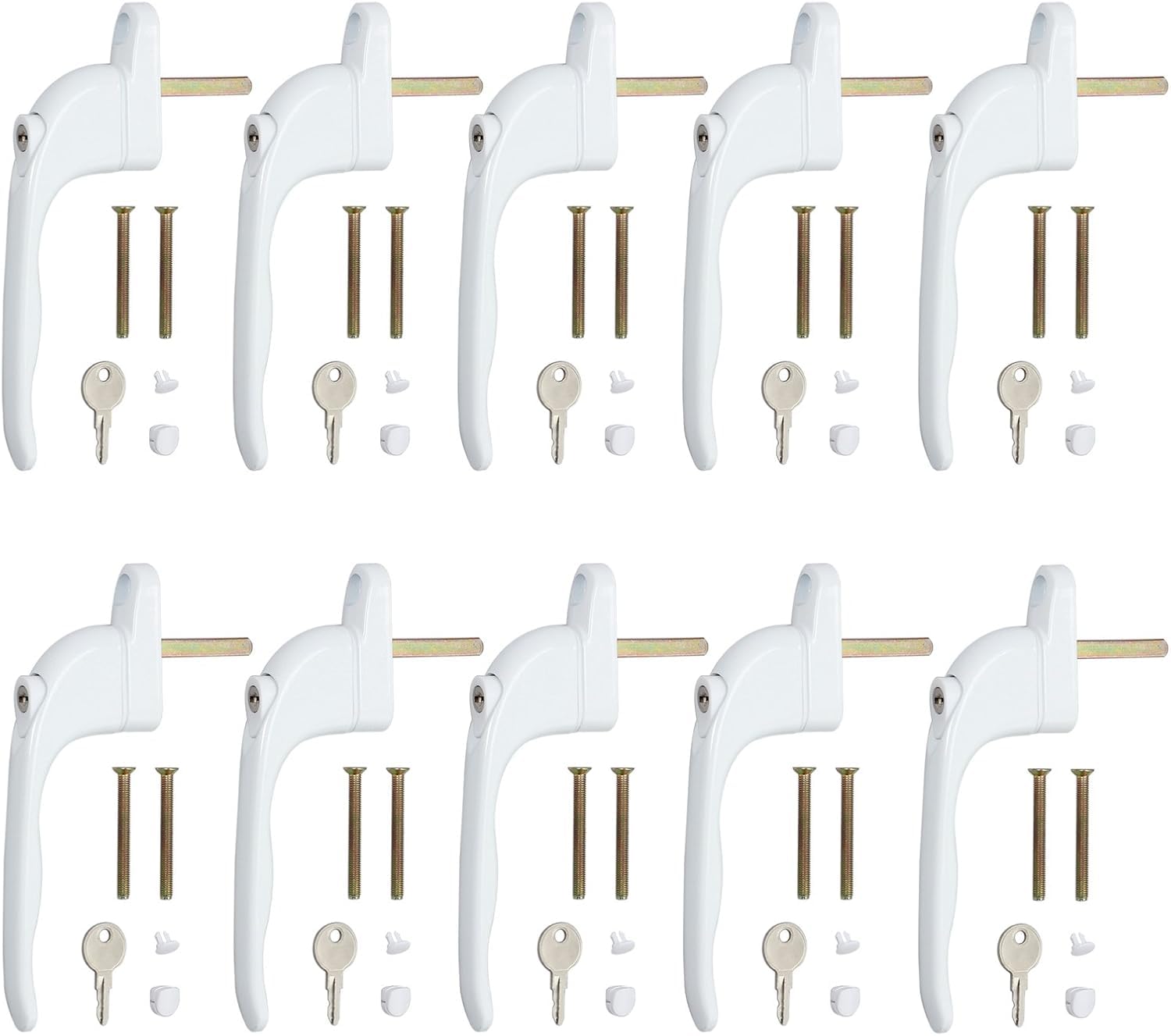 Neoteck 10 Pcs UPVC Window Handle, Double Glazing Universal Espag, White, 43mm