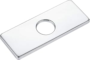 KAIYING 6" Hole Cover Deck Plate for Bathroom Vanity Sink, 3-to-1 Bathroom Faucet Escutcheon Plate, Rectangle, Stainless Steel (Chrome)