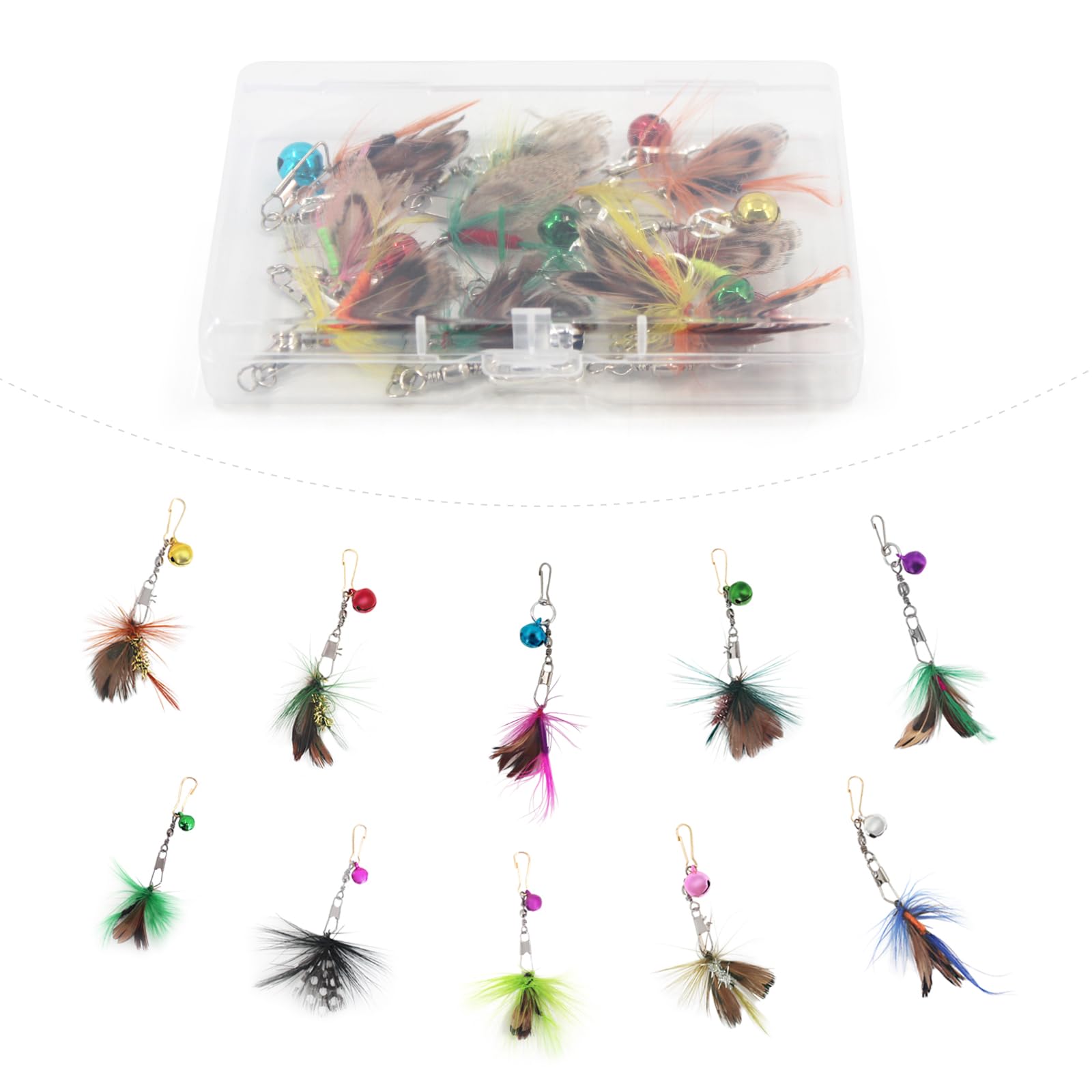 SONGWAY Replacement Feathers for Cat Wand - 10 Pcs Insect Feather Toy Refills, Cat Teaser Wand Toy for Indoor Cats Kittens