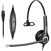 Callez 3.5mm Cell Phone Headset with Call Control, Computer Headset with Microphone Noise Cancelling for iPhone Samsung iPad PC Skype Office Meetings Call Center Work, Clear Chat, Super Comfort