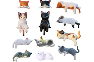 Mini Cat Desk Figurines | 12 Pieces Mini Cat Figurines | Computer Monitor Decor | Little Cats Computer Accessories | Cute Cat