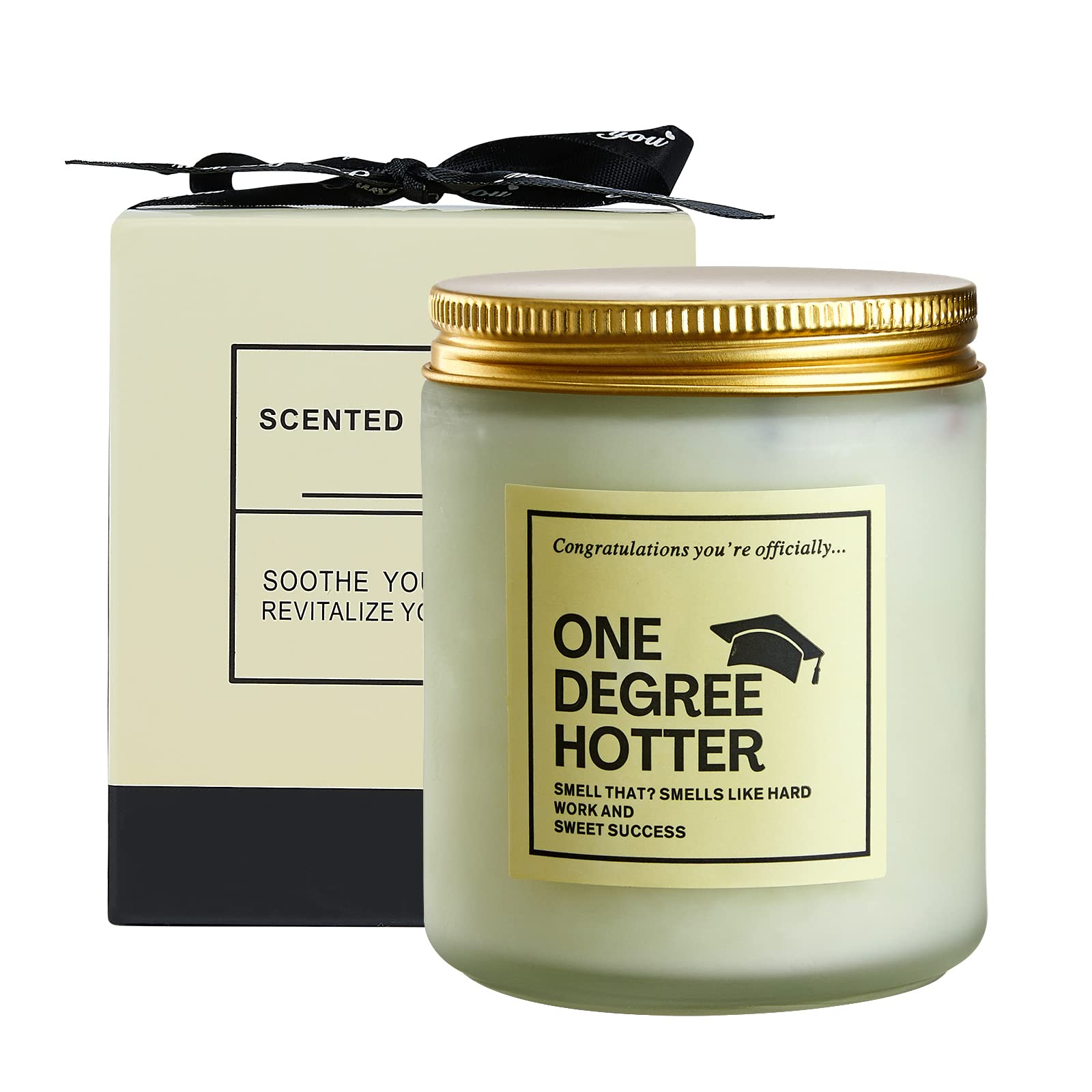Jasmine Scented Candles - One Degree Hotter Candle, Masters & PhD Grad Gift, College Grad Gift for Him & Her