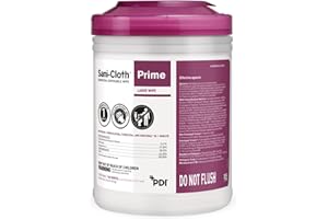 PDI Sani-Cloth Prime Germicidal Wipe, Hospital Disinfection, 1-Minute Contact Time, Quat Alcohol, Durable Large 6" x 6.75" Wipes, 160/Canister