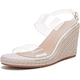 VETASTE Womens Espadrille Wedge Sandals Heels Open Toe Platform High Heeled Ankle Strap Buckle Dress Wedges Shoes