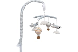 LIVING TEXTILES Baby Music Mobile - Up up and Away - Crib Toy, Sky Hot Air Balloon,Clouds & Planes, Musical Nursery Decor, Calming Soother with 12 Lullabies - Baby Essential and Perfect Baby Toy for Boys and Girls