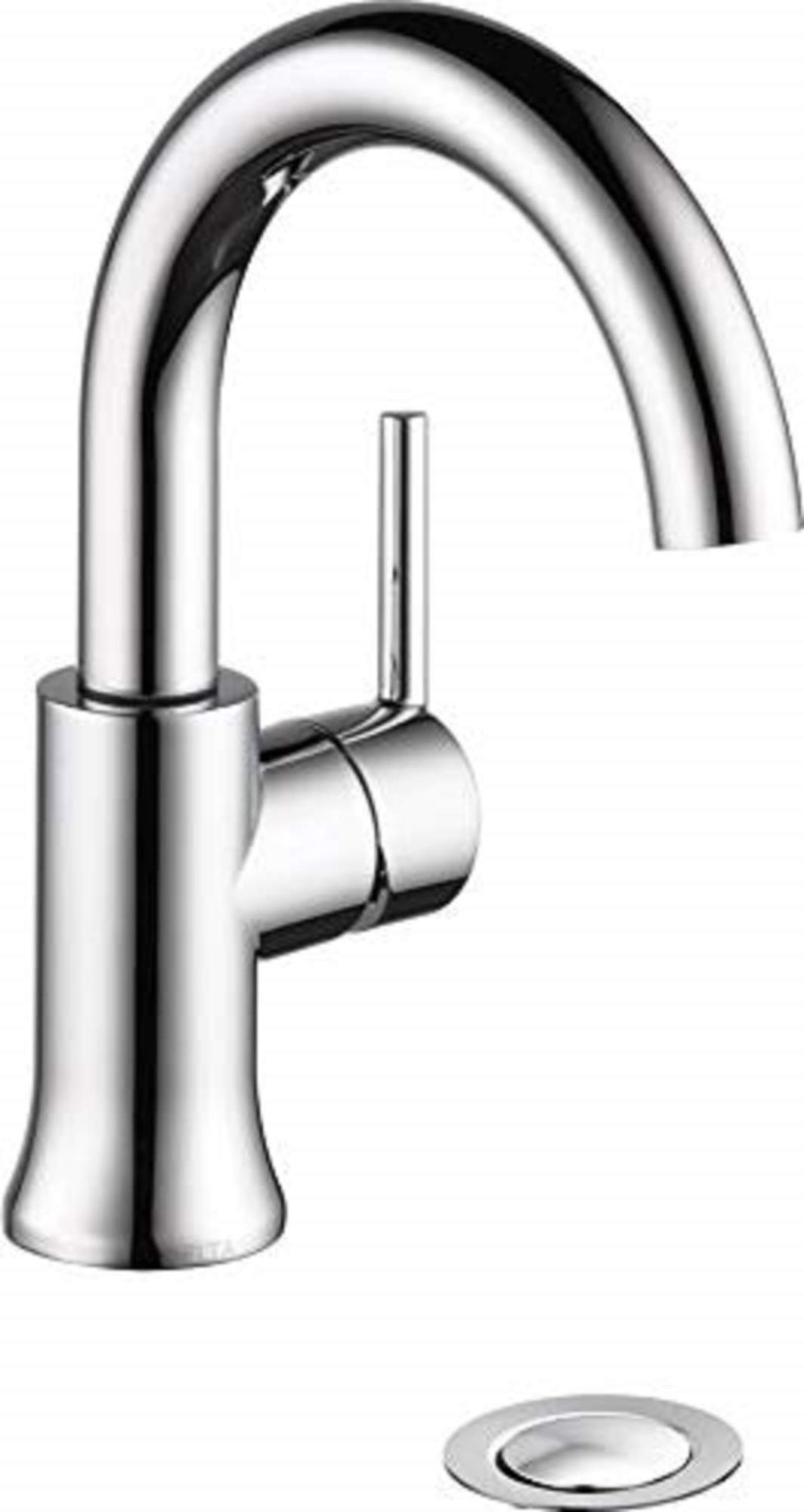 DELTA Trinsic Single Hole Bathroom Faucet, Single Handle Bathroom Faucet Chrome, Bathroom Sink Faucet, Diamond Seal Technology, Drain Assembly, Chrome 559HA-DST