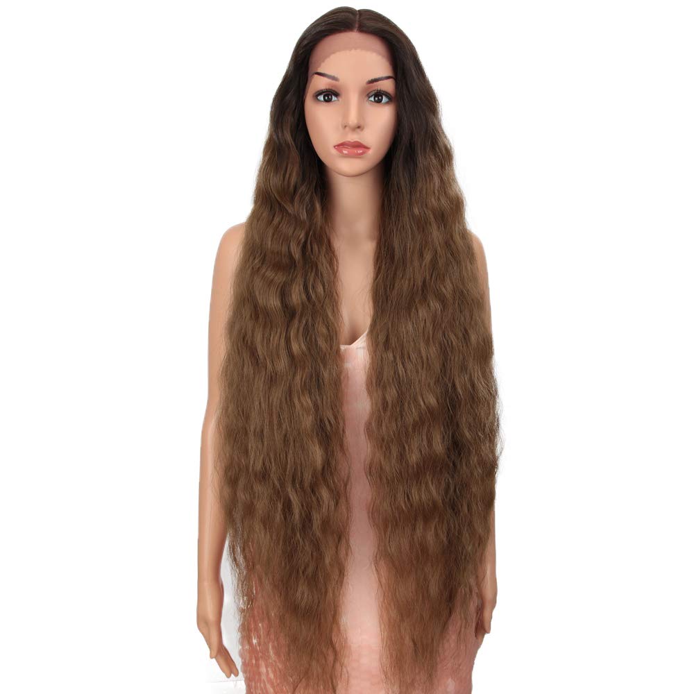 Style Icon Lace Front Wigs 41 Inches Super Long Curly Wavy Wigs Synthetic Wig 6 inches Deeper Middle Part Wig with Baby Hair 150% Density (41 Inch, TT6/30W) — image 1