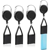Clofiak 4 Pcs Retractable Lighter Leash Keychain with Clip, Lighter Holder | Black Belt Anti-Lost Cover, For Fishing, Hiking, House Supplies