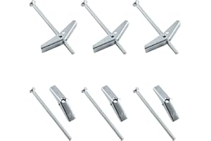 Jersvimc 10Pcs 3/16 x 3 Inch Round Head Toggle Bolt and Wing Nut, Metal Toggle Bolts Heavy Duty Wall Anchor Bolts Molly Screws for Drywall Wood Hanging Item