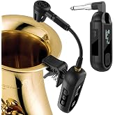 EBJ Wireless UHF Saxophone Microphone System, Clip Instrument Microphone Saxophone and Trumpet, preset EQ and Echo Level 100 feet Transmission, Full Charge can be Used for 8 Hours (M-03)