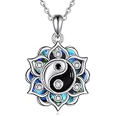 ONEFINITY Lotus Necklace 925 Sterling Silver Moonstone Pendant Necklace Yoga Lotus Jewelry for Women