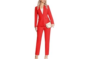 Kelyaa Women's 2 Piece Suit Notched Lapel One Button Slim Fit Business Office Work Tuxedo Blazer Pants Set