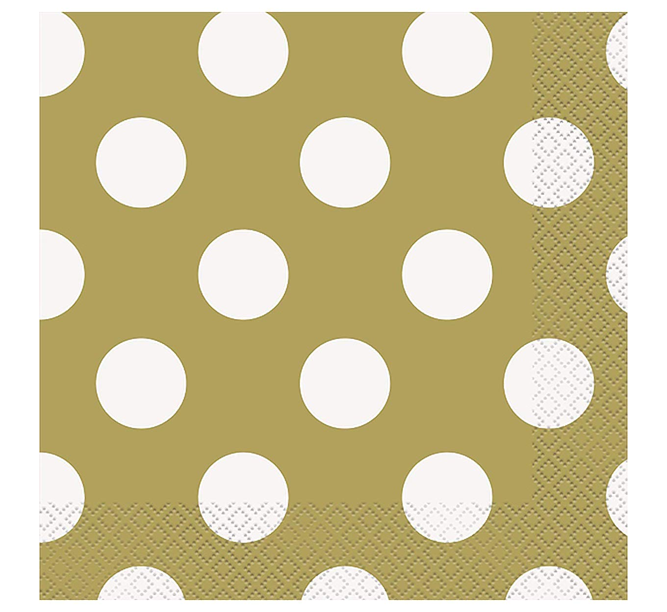 Unique Party 37292 - 6.5" Gold Polka Dot Paper Napkins, Pack of 16