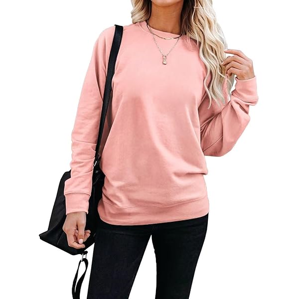 MISFAY Women's Long Sleeve Tunic Top - Casual Pocket Sweatshirt Blouse