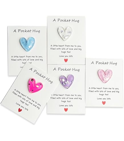 Pocket Hugs Lot De 3 Cartes De Vœux Avec Petit Jeton De Cornichon Avec Carte De Vœux – Jeton De Soutien émotionnel, Petite Carte De Poche En Résine Pour Diplômé, Adolescent