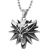 COOLSTEELANDBEYOND Men's Stainless Steel Wolf Head Pendant Necklace with Ball Chain, Nordic Viking Spirit Jewelry, Animal Symbolism Gift for Him