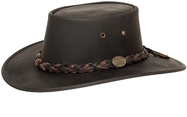 Barmah 1022 Squashy Bronco Two Tone Lederhut aus Australien + Kinnriemchen | Schwarz/Black