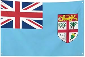 Flag Of Fiji Set Polyester Patriotic Decorations For Outdoor/Indoor 4 Sizes For Sports Events National Holidays Hanging(24 x 